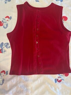 Women’s Sleeveless Button-Front Tank Top - Red